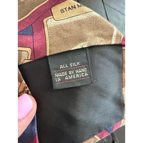 Brixton, Ltd. Vintage Baseball Card Novelty Tie 100% Silk Made in America - Picture 4 of 4